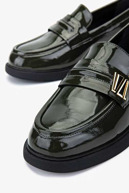 Valmenti Kadın Hakiki Deri Yeşil Loafer Ayakkabı - Görsel 5