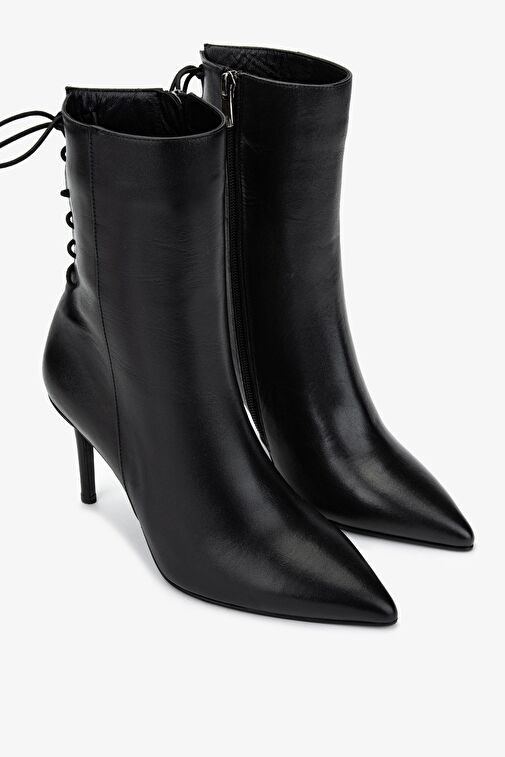 Valmenti Kadın . Siyah Deri Topuklu Bot - Görsel 3