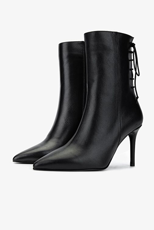 Valmenti Kadın . Siyah Deri Topuklu Bot - Görsel 4
