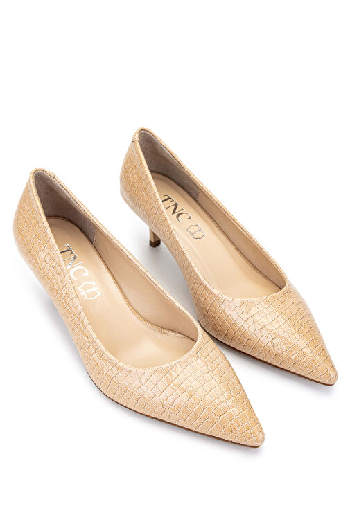 Tamer Tanca Kadın Hakiki Deri Bej Stiletto Ayakkabı - Görsel 3