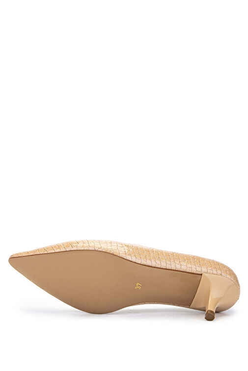 Tamer Tanca Kadın Hakiki Deri Bej Stiletto Ayakkabı - Görsel 4