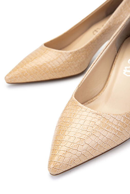 Tamer Tanca Kadın Hakiki Deri Bej Stiletto Ayakkabı - Görsel 5