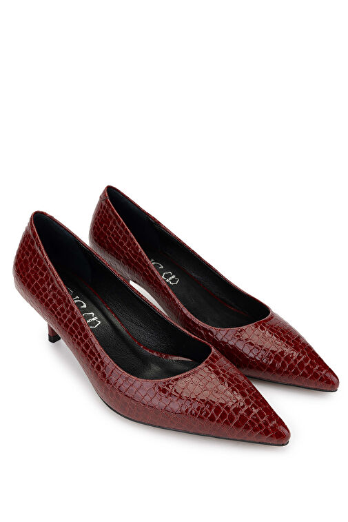 Tamer Tanca Kadın Hakiki Deri Bordo Stiletto Ayakkabı - Görsel 3