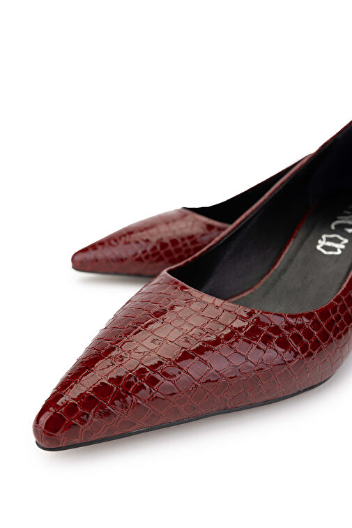 Tamer Tanca Kadın Hakiki Deri Bordo Stiletto Ayakkabı - Görsel 4