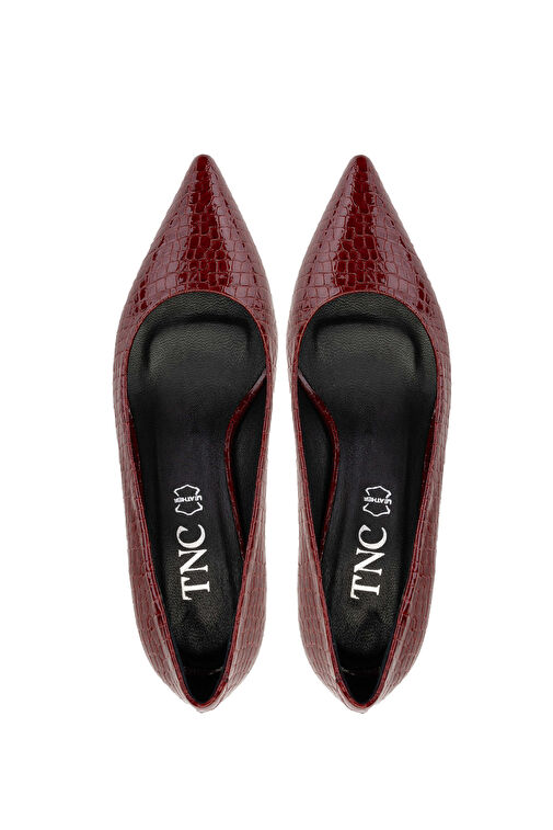 Tamer Tanca Kadın Hakiki Deri Bordo Stiletto Ayakkabı - Görsel 6