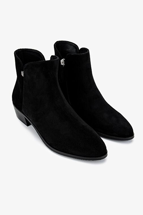 Valmenti Kadın Hakiki Deri Siyah Süet Topuklu Bot - Görsel 3