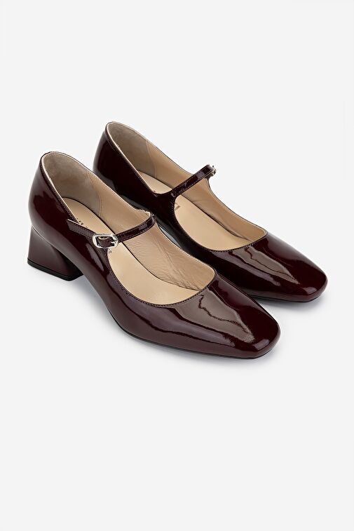 Valmenti Kadın Hakiki Deri Bordo Rugan Topuklu Ayakkabı - Görsel 3