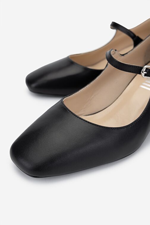 Valmenti Kadın Hakiki Deri Siyah Topuklu Ayakkabı - Görsel 4