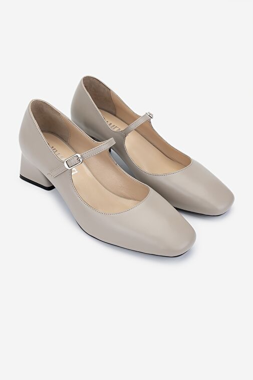 Valmenti Kadın Hakiki Deri Bej Topuklu Ayakkabı - Görsel 3