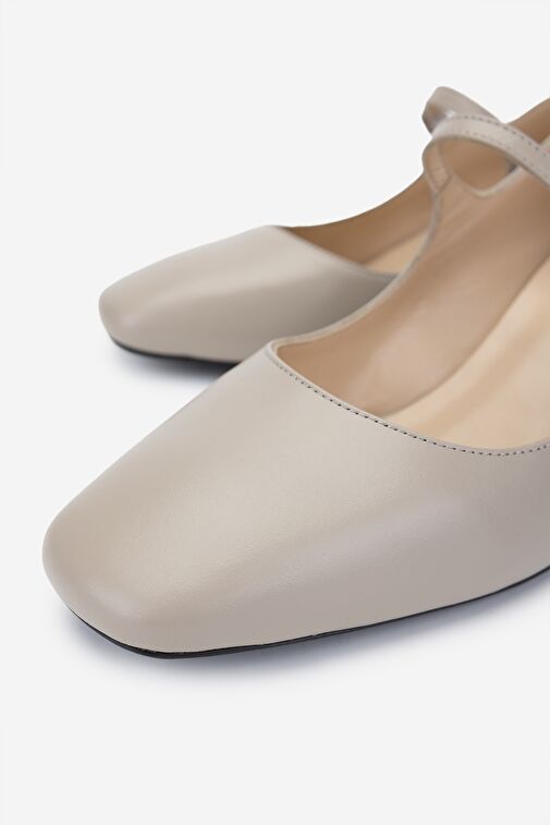 Valmenti Kadın Hakiki Deri Bej Topuklu Ayakkabı - Görsel 5