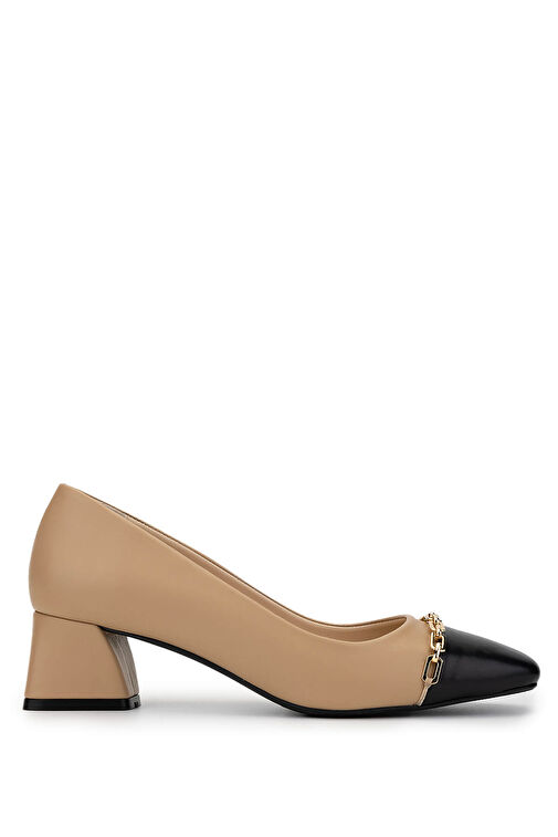 Tamer Tanca Kadın Hakiki Deri Bej Topuklu Ayakkabı - Görsel 2