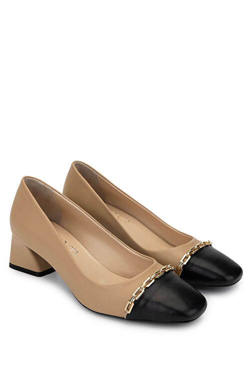 Tamer Tanca Kadın Hakiki Deri Bej Topuklu Ayakkabı - Görsel 3