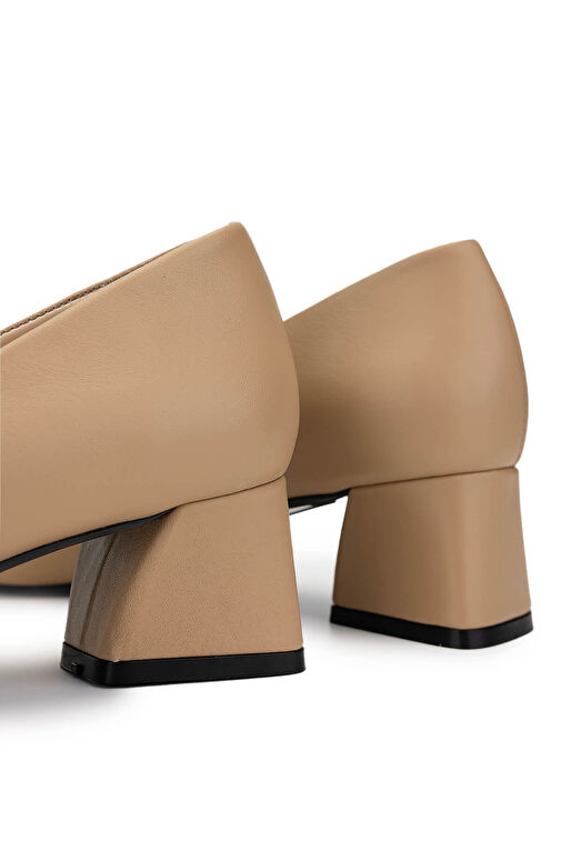 Tamer Tanca Kadın Hakiki Deri Bej Topuklu Ayakkabı - Görsel 5