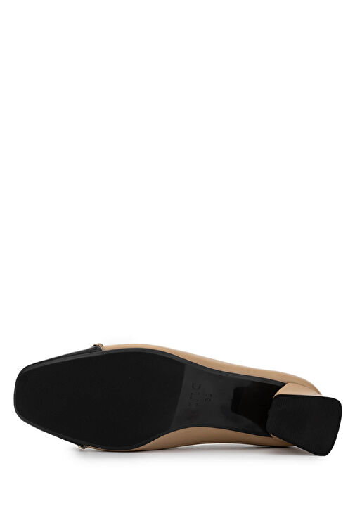 Tamer Tanca Kadın Hakiki Deri Bej Topuklu Ayakkabı - Görsel 6