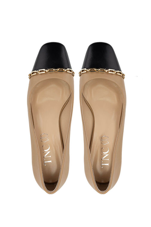 Tamer Tanca Kadın Hakiki Deri Bej Topuklu Ayakkabı - Görsel 7