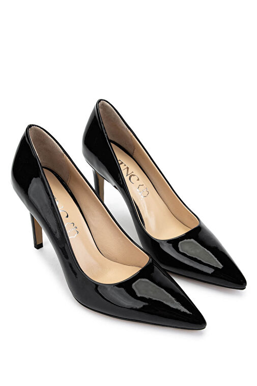 Tamer Tanca Kadın Hakiki Deri Siyah Rugan Topuklu Ayakkabı - Görsel 3