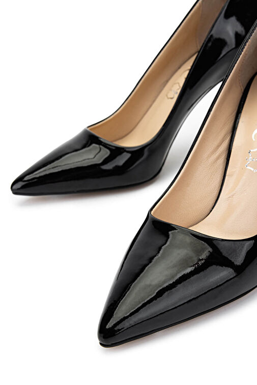 Tamer Tanca Kadın Hakiki Deri Siyah Rugan Topuklu Ayakkabı - Görsel 4