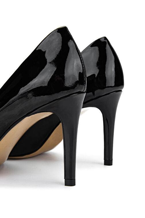 Tamer Tanca Kadın Hakiki Deri Siyah Rugan Topuklu Ayakkabı - Görsel 5