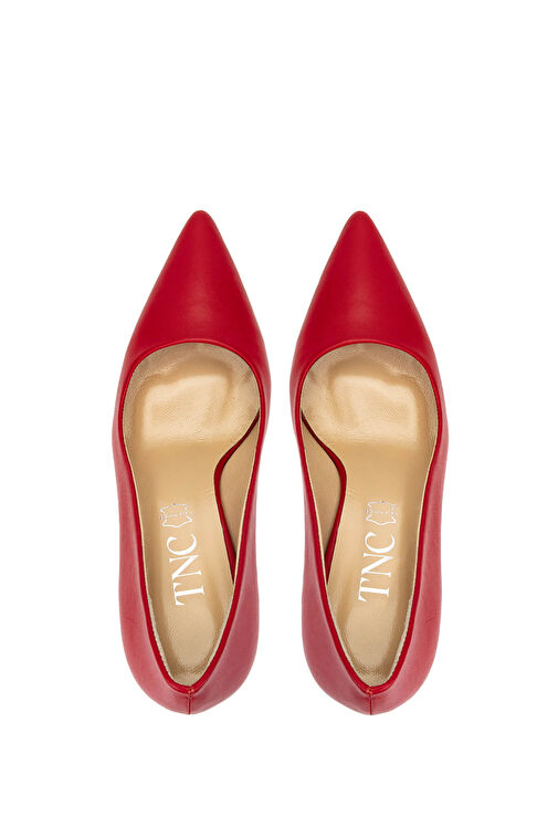 Tamer Tanca Kadın Hakiki Deri Kırmızı Topuklu Ayakkabı - Görsel 5