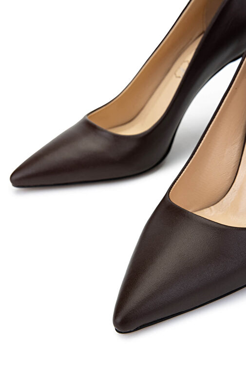 Tamer Tanca Kadın Hakiki Deri Kahverengi Topuklu Ayakkabı - Görsel 4