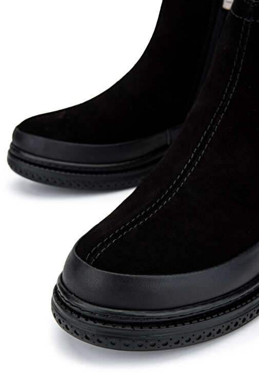 Tamer Tanca Kadın Hakiki Deri Siyah Süet Casual Bot - Görsel 5