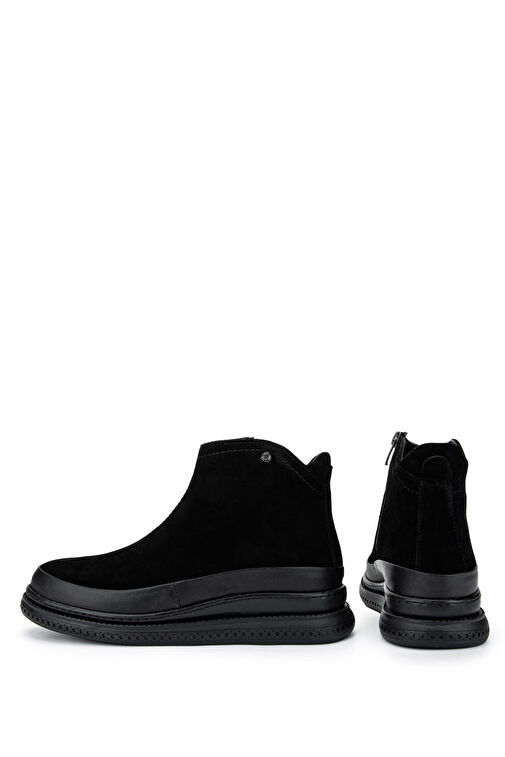 Tamer Tanca Kadın Hakiki Deri Siyah Süet Casual Bot - Görsel 6