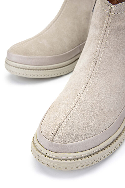 Tamer Tanca Kadın Hakiki Deri Bej Süet Casual Bot - Görsel 5