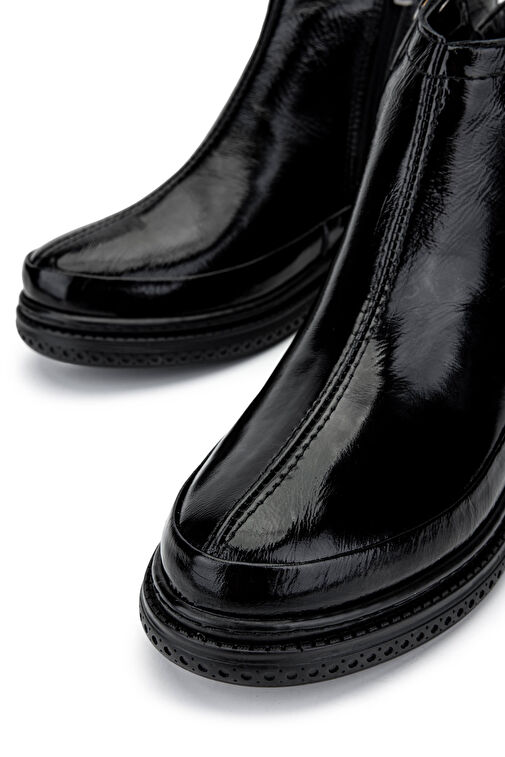 Tamer Tanca Kadın Hakiki Deri Siyah Rugan Casual Bot - Görsel 5