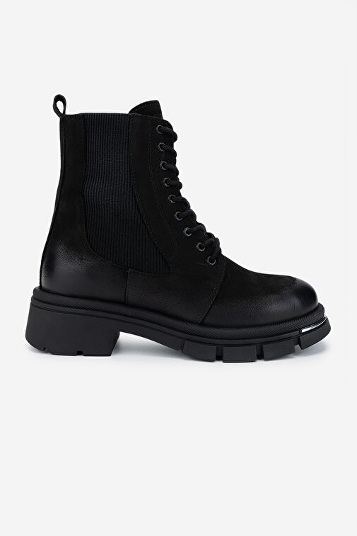 Valmenti Kadın Hakiki Deri Siyah Nubuk Casual Bot - Görsel 2