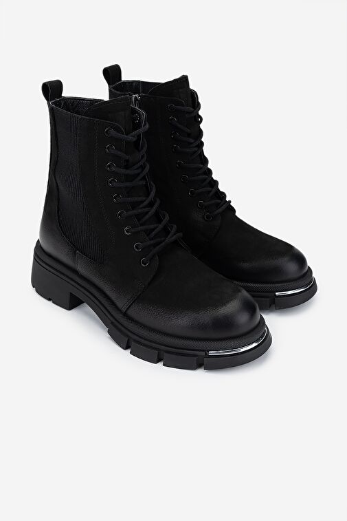 Valmenti Kadın Hakiki Deri Siyah Nubuk Casual Bot - Görsel 3