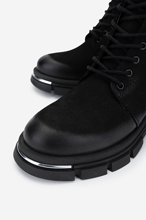 Valmenti Kadın Hakiki Deri Siyah Nubuk Casual Bot - Görsel 4