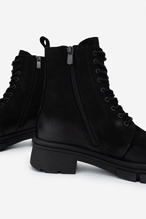 Valmenti Kadın Hakiki Deri Siyah Nubuk Casual Bot - Görsel 5