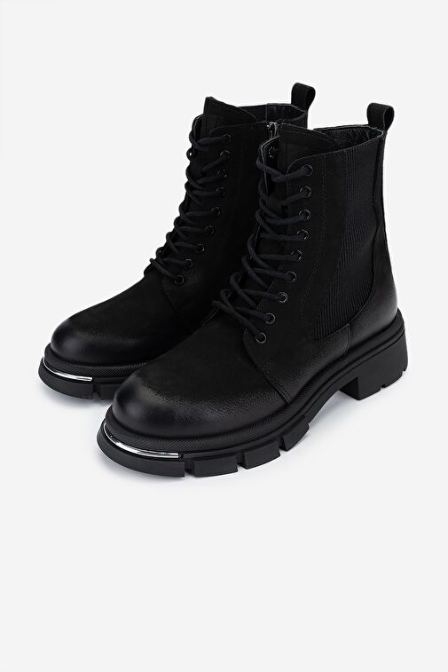 Valmenti Kadın Hakiki Deri Siyah Nubuk Casual Bot - Görsel 7