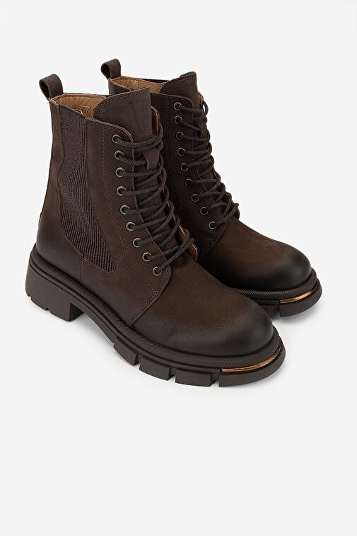 Valmenti Kadın Hakiki Deri Kahverengi Nubuk Casual Bot - Görsel 3