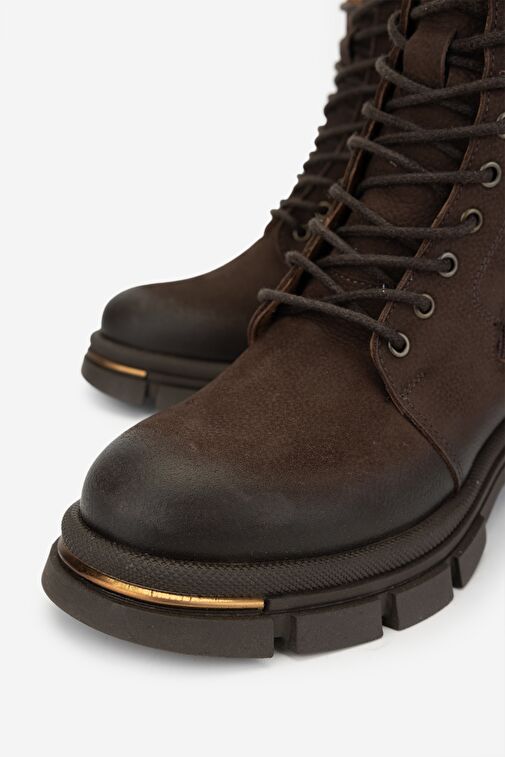 Valmenti Kadın Hakiki Deri Kahverengi Nubuk Casual Bot - Görsel 4