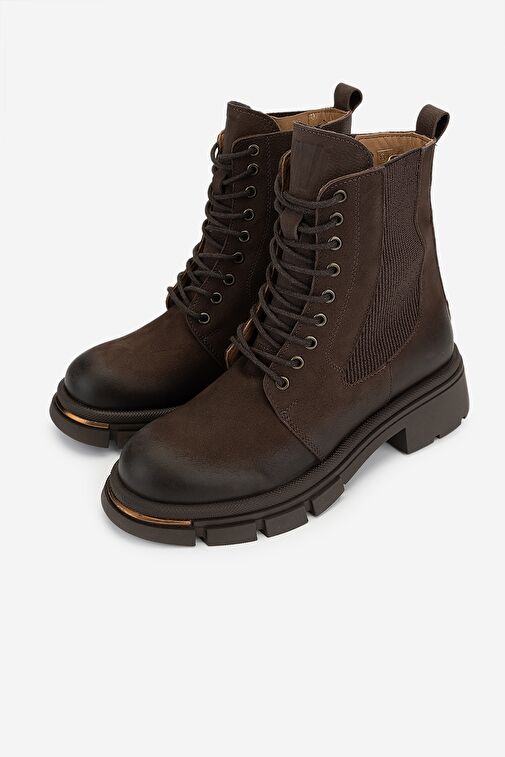 Valmenti Kadın Hakiki Deri Kahverengi Nubuk Casual Bot - Görsel 7