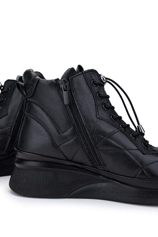 Tamer Tanca Kadın Hakiki Deri Siyah Deri Casual Bot - Görsel 5