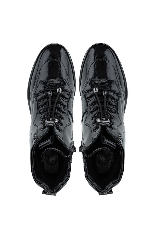 Tamer Tanca Kadın Hakiki Deri Siyah Rugan Casual Bot - Görsel 6