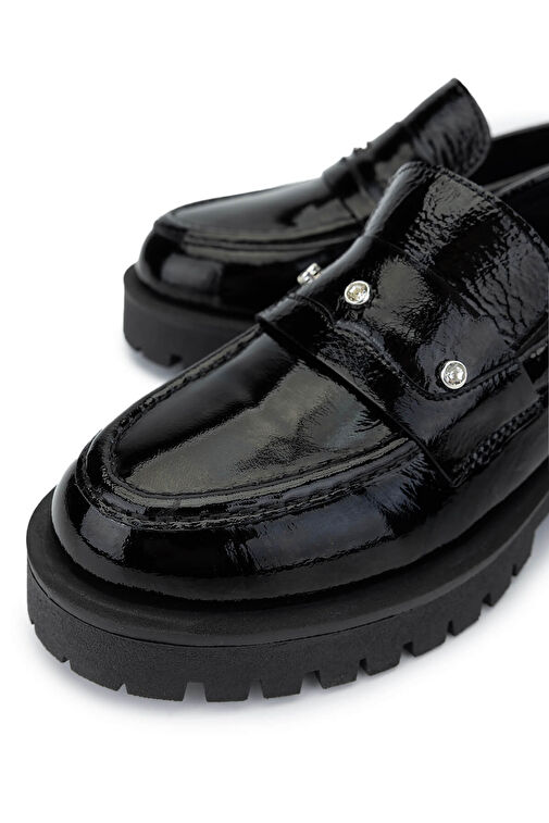 Tamer Tanca Kadın Hakiki Deri Siyah Açma Loafer Ayakkabı - Görsel 4