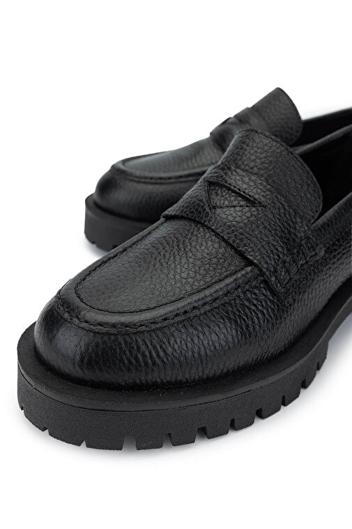 Tamer Tanca Kadın Hakiki Deri Siyah Floter Loafer Ayakkabı - Görsel 4