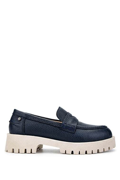 Tamer Tanca Kadın Hakiki Deri Lacivert Loafer Ayakkabı - Görsel 2