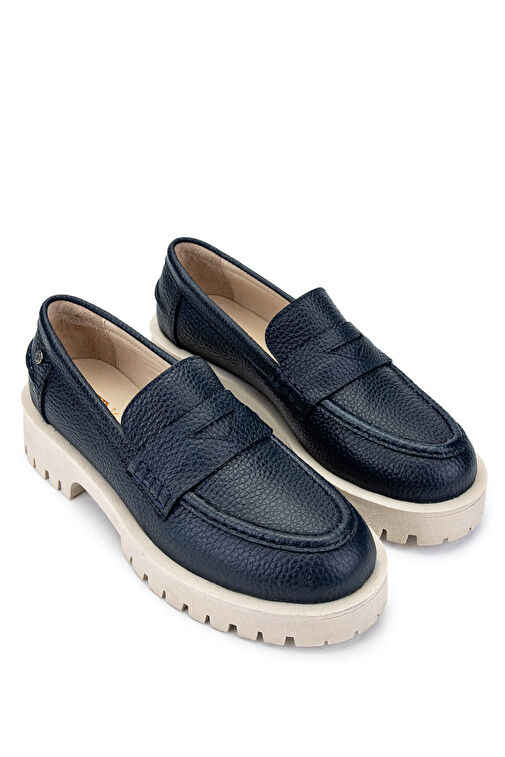 Tamer Tanca Kadın Hakiki Deri Lacivert Loafer Ayakkabı - Görsel 3