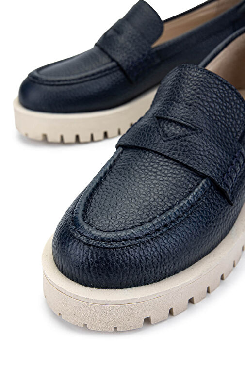 Tamer Tanca Kadın Hakiki Deri Lacivert Loafer Ayakkabı - Görsel 5