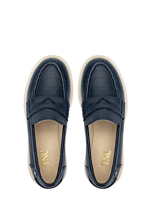 Tamer Tanca Kadın Hakiki Deri Lacivert Loafer Ayakkabı - Görsel 6
