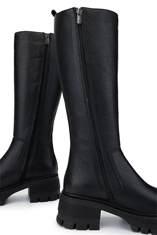 Tamer Tanca Kadın Hakiki Deri Siyah Floter Casual Çizme - Görsel 5