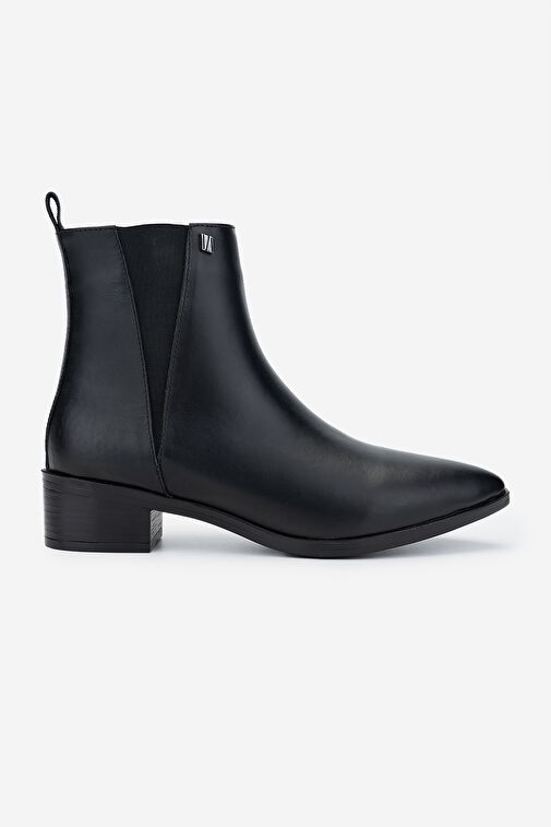 Valmenti Kadın Siyah Deri Topuklu Bot - Görsel 2