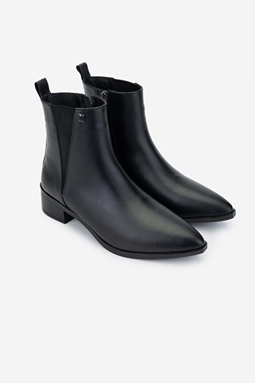 Valmenti Kadın Siyah Deri Topuklu Bot - Görsel 3