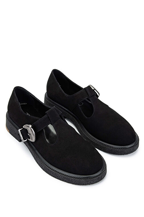 Tamer Tanca Kadın Hakiki Deri Siyah Süet Casual Ayakkabı - Görsel 3