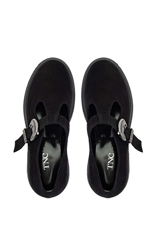 Tamer Tanca Kadın Hakiki Deri Siyah Süet Casual Ayakkabı - Görsel 6