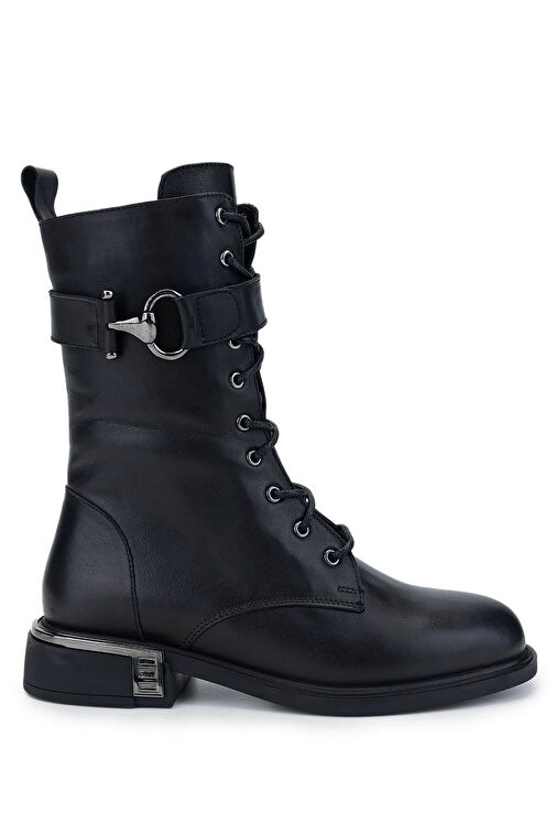 Tamer Tanca Kadın Hakiki Deri Siyah Deri Casual Bot - Görsel 2